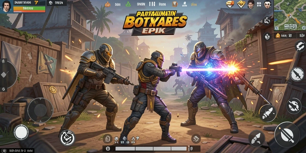 Tangkapan layar menampilkan aksi seru dalam permainan 9N9N Battle Royale.