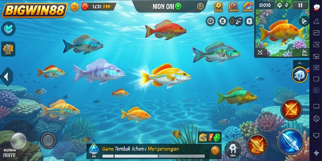 Tangkapan layar gameplay seru di BIGWIN88 menembak ikan.