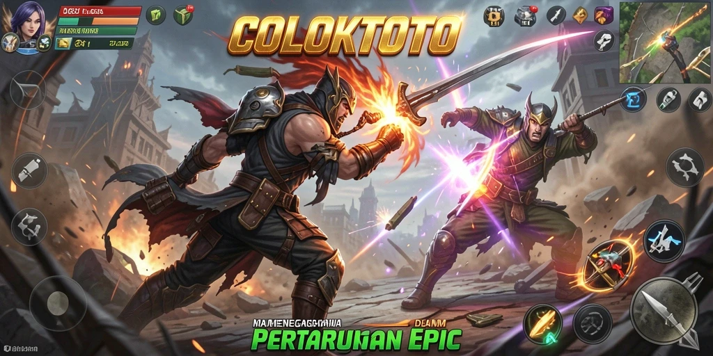 Screenshot utama dari gameplay COLOKTOTO yang penuh aksi dan pertarungan intens.