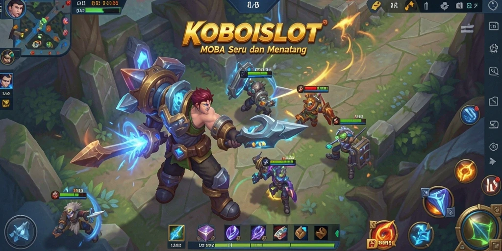 Screenshot gameplay MOBA KOBOISLOT yang seru dan intens.