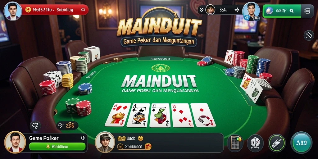 Tampilan gameplay poker yang menarik serta interaksi real-time.