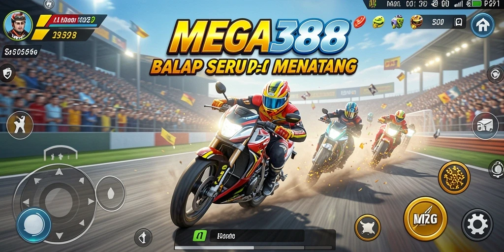 Tampilan balapan seru dalam permainan MEGA388.