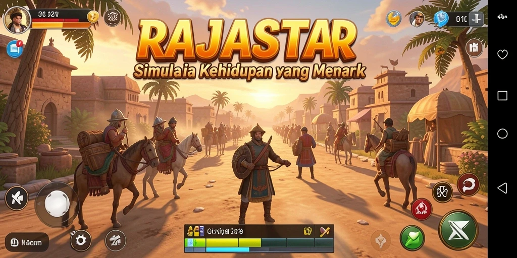 Tampilan gameplay menarik dari RAJASTAR dengan karakter yang dapat dikustomisasi.