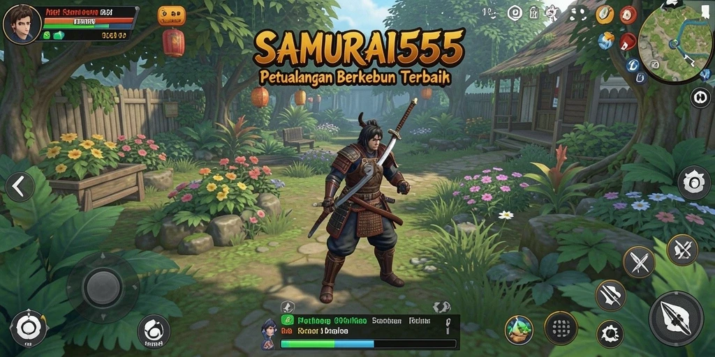 Tangkapan layar menunjukkan pemain mengelola kebun dengan beragam tanaman.